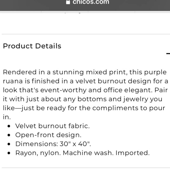 NWT Chicos Velvet Ruana Floral Butterfly Wrap New - Picture 4 of 14